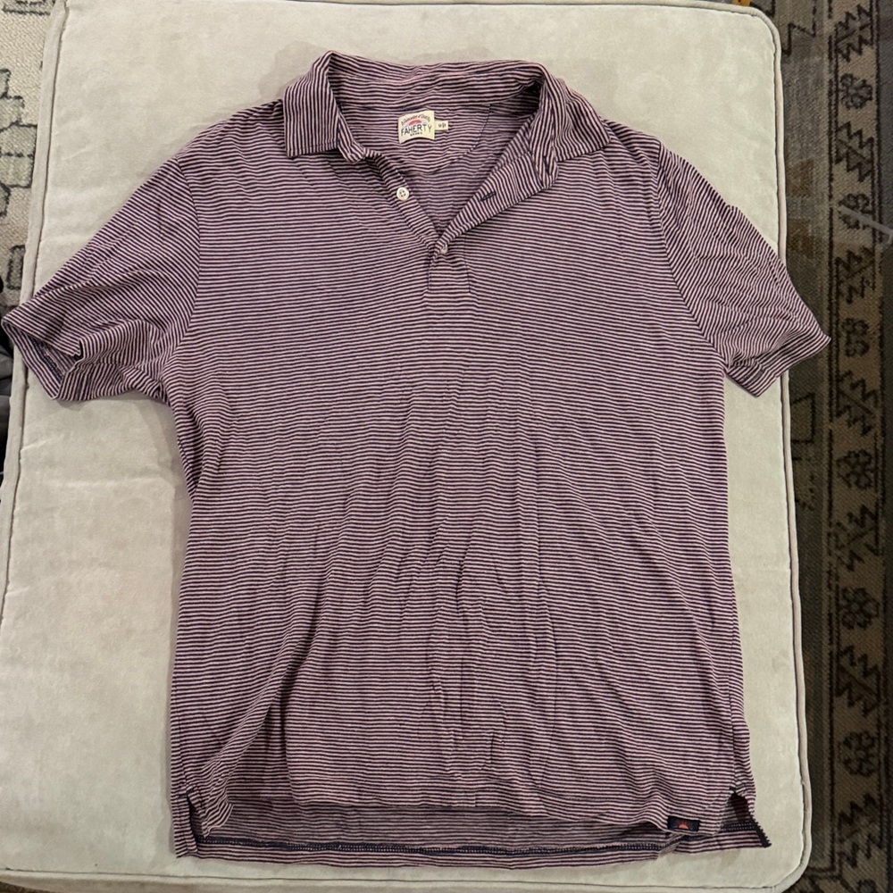 Faherty Purple Striped Polo Shirt. Barely worn